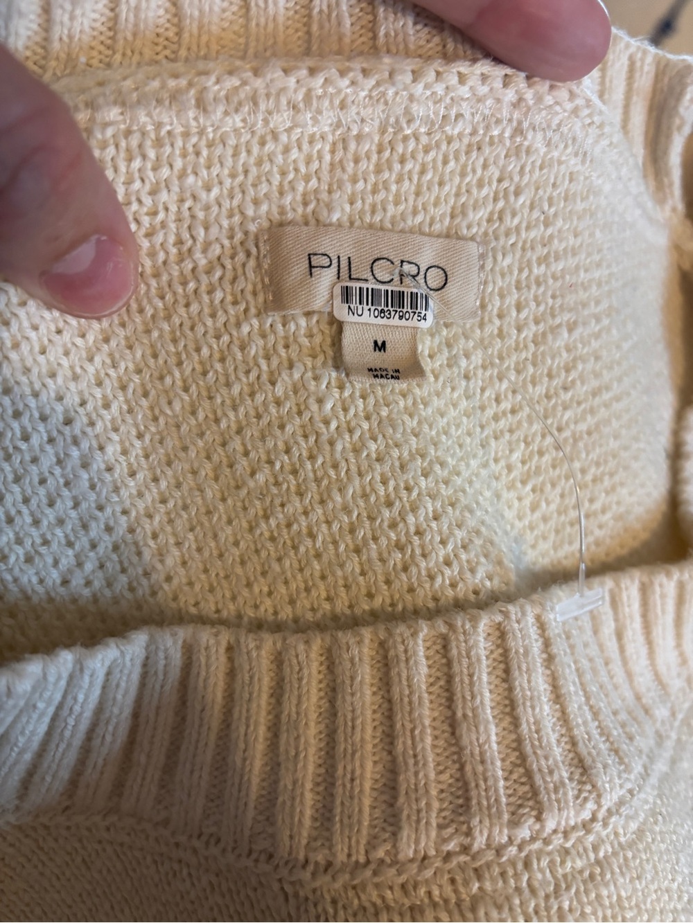 Butterfly Long Sleeve Crew Sweater-Cream with Blue Butterflies-Size Medium - Picture 9 of 13